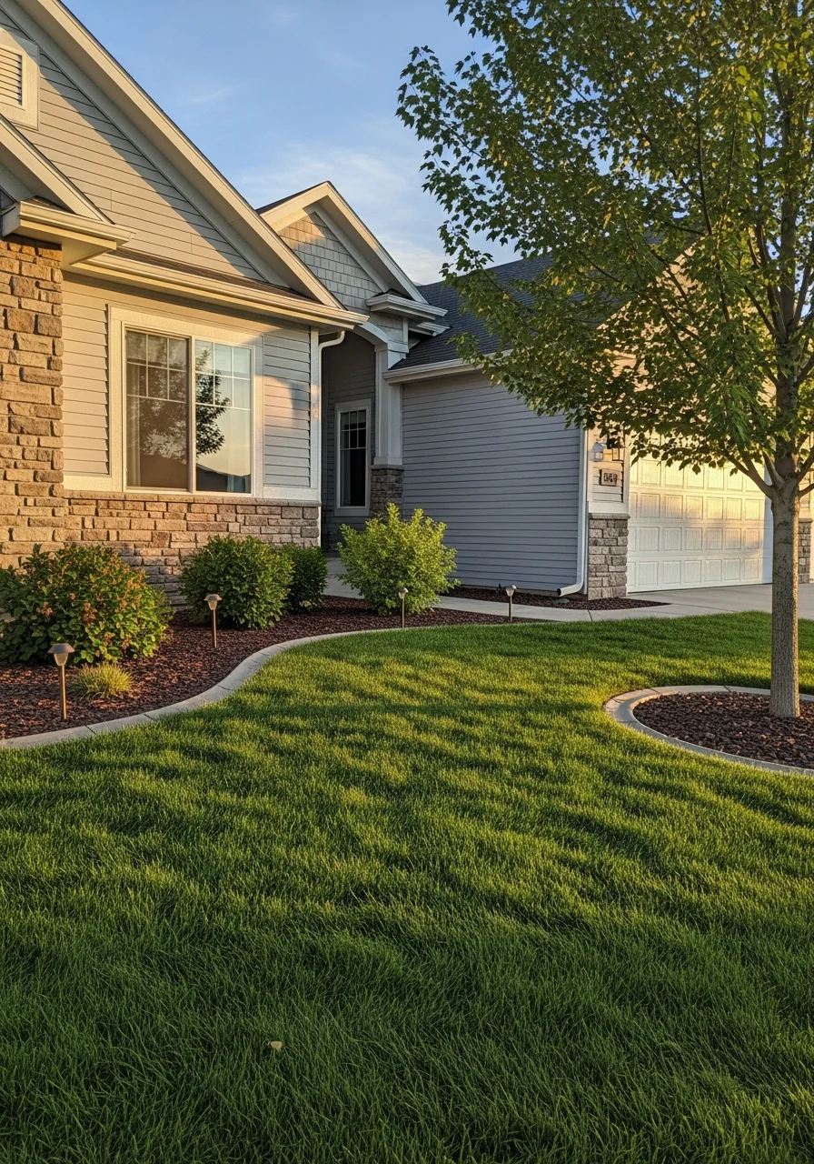 Kaysville residential property with mature trees and well-designed front landscaping.