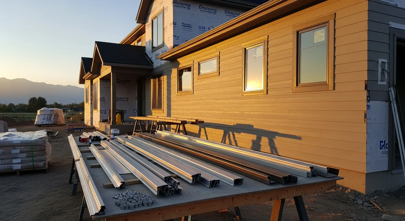A newly constructed single-family home in Ogden, Utah with freshly installed siding, roofing, and gutters visible against the Wasatch Mountain backdrop. The exterior shows clean trim lines and a complete building envelope on a new build lot.